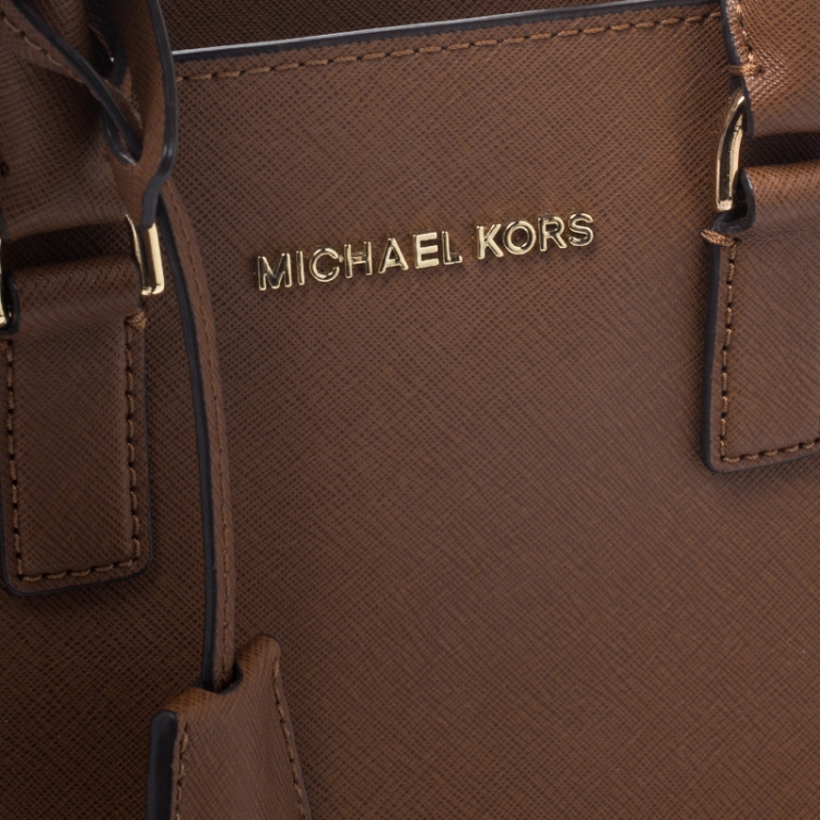 Pre Owned Michael Michael Kors Brown Saffiano Leather Small Dillon Tote