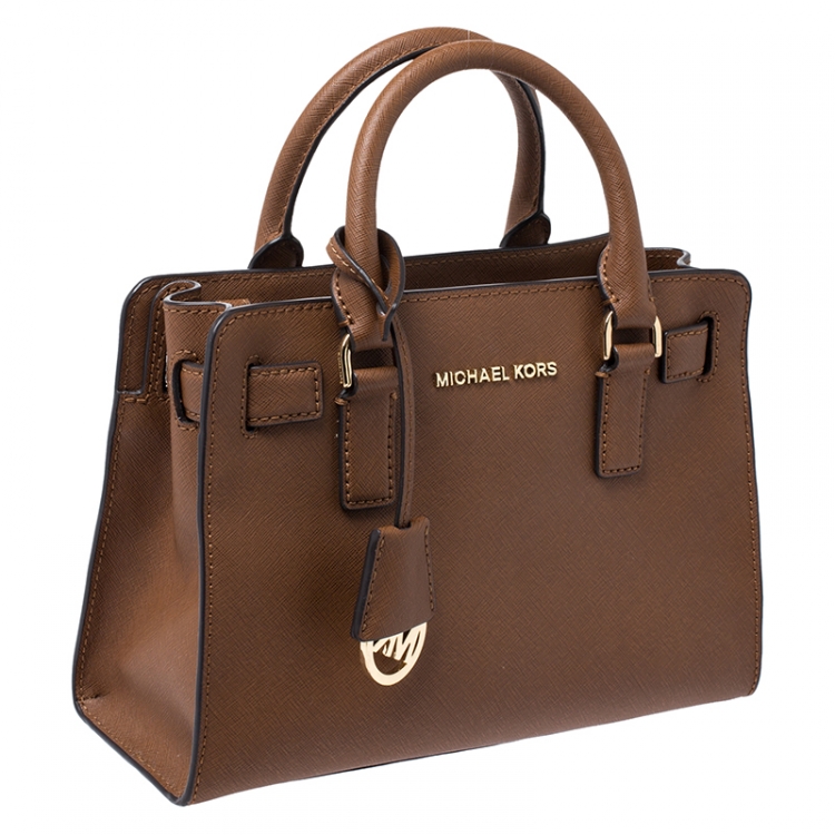 Pre Owned Michael Michael Kors Brown Saffiano Leather Small Dillon Tote