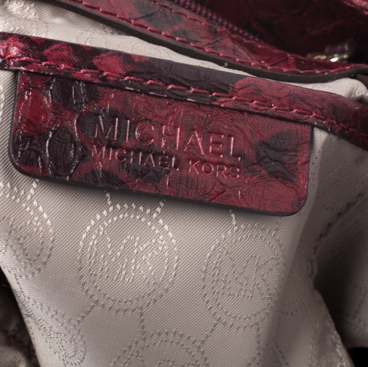 Pre Owned MICHAEL Michael Kors Red/Black Python Embossed Leather Hamilton tote 