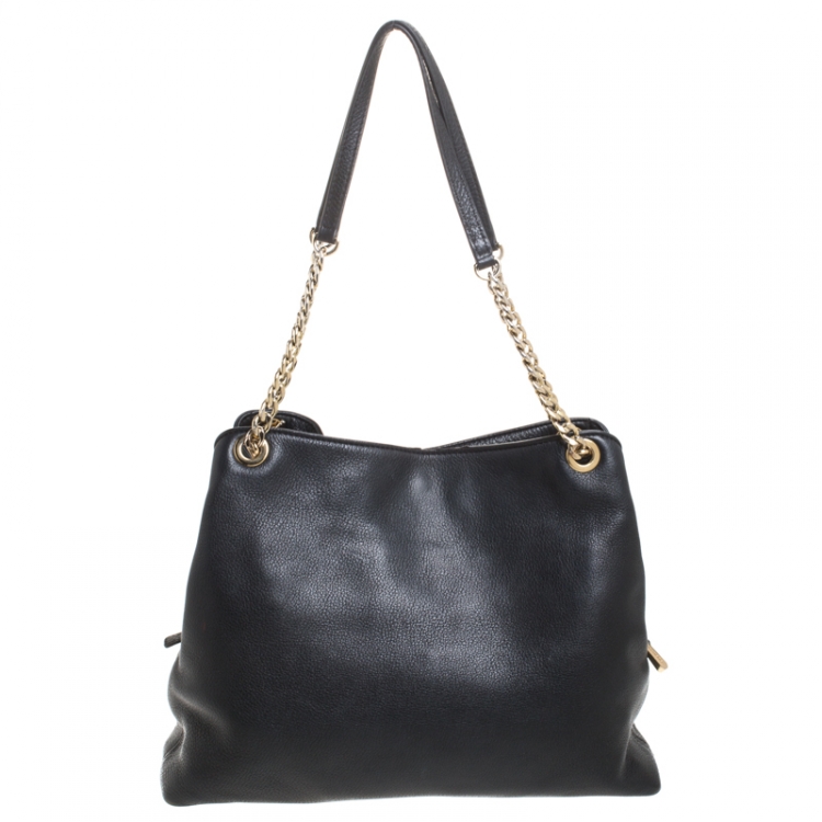 Pre Owned MICHAEL Michael Kors Black Leather Jet Set Chain Tote