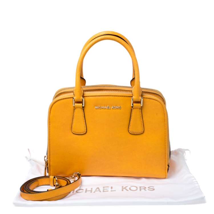 Pre Owned MICHAEL Michael Kors Mustard Leather Medium Reese Satchel