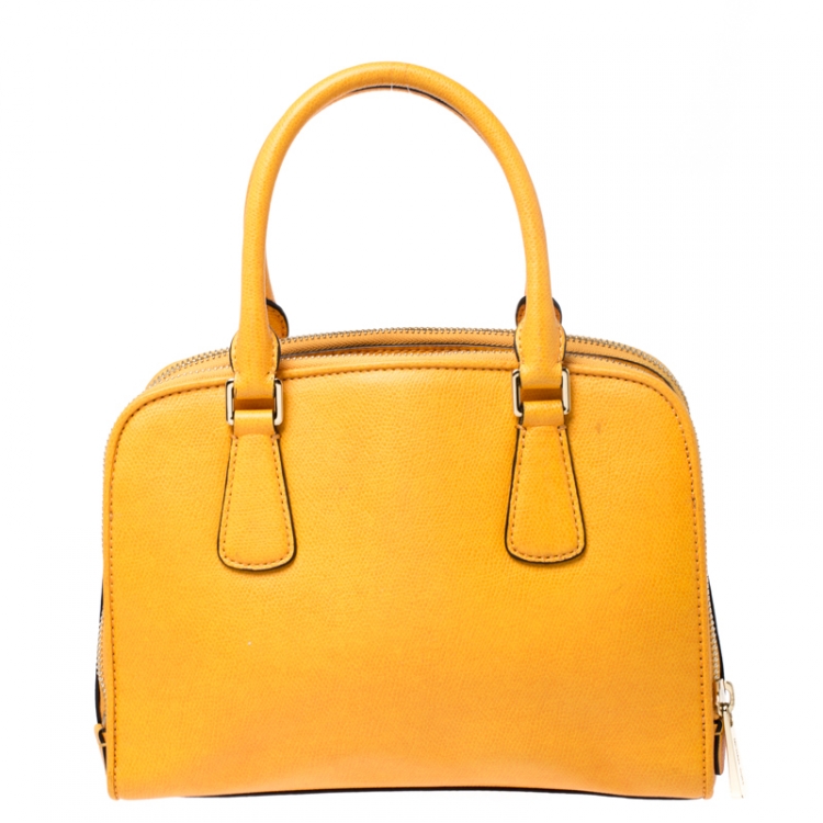 Pre Owned MICHAEL Michael Kors Mustard Leather Medium Reese Satchel