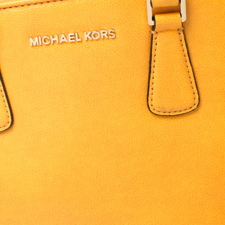 Pre Owned MICHAEL Michael Kors Mustard Leather Medium Reese Satchel