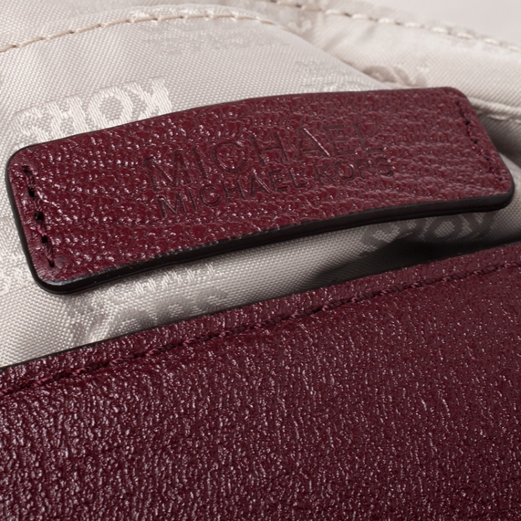 Pre Owned MICHAEL Michael Kors Maroon Leather Turnlock Chain Shoulder Bag