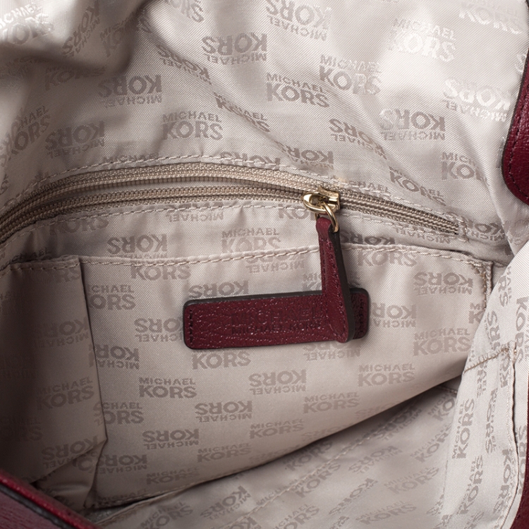 Pre Owned MICHAEL Michael Kors Maroon Leather Turnlock Chain Shoulder Bag