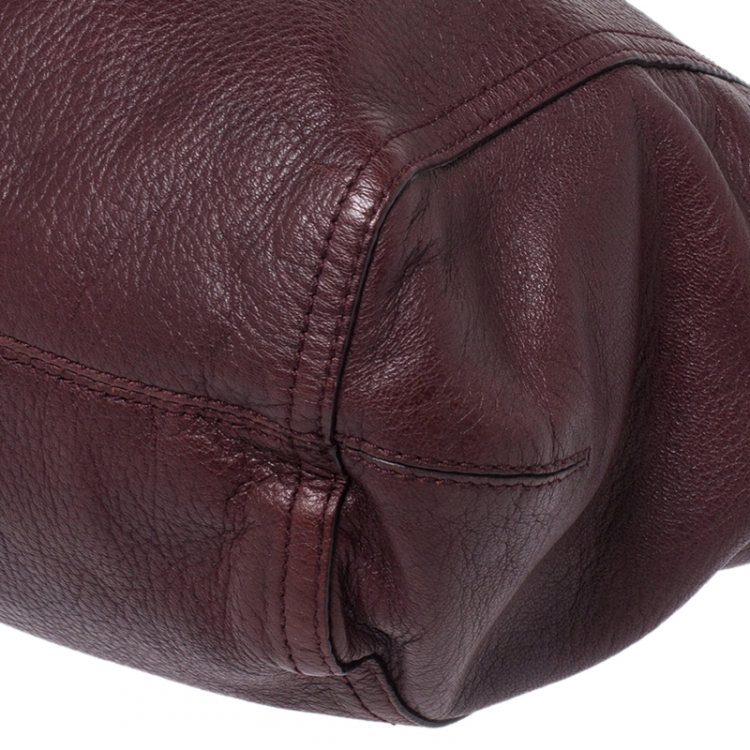 Pre Owned MICHAEL Michael Kors Maroon Leather Tristan Hobo   