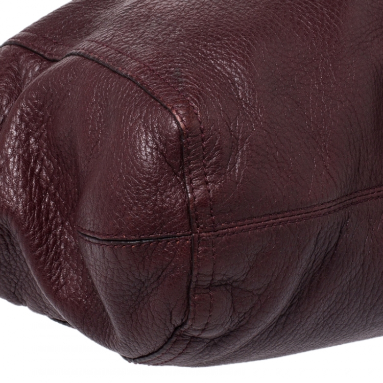 Pre Owned MICHAEL Michael Kors Maroon Leather Tristan Hobo   