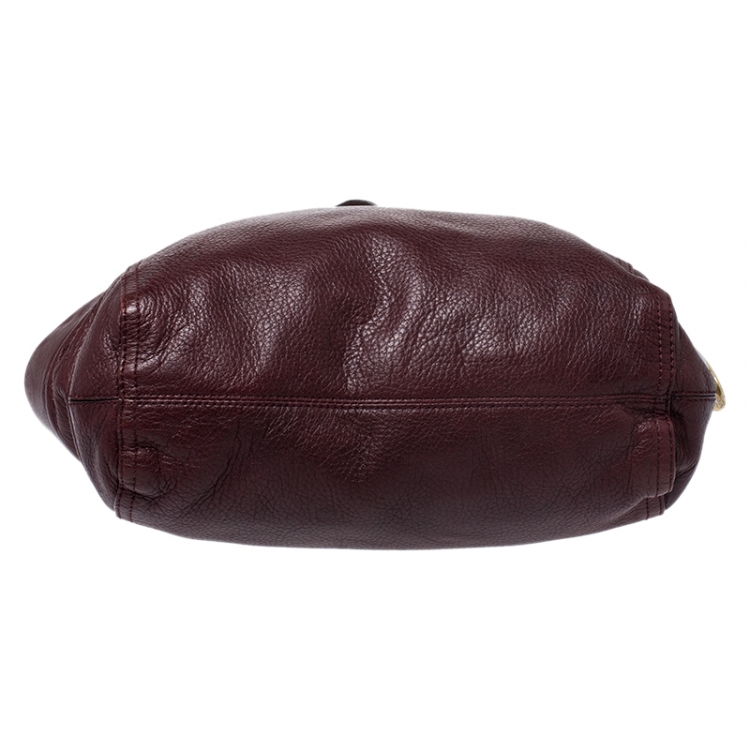 Pre Owned MICHAEL Michael Kors Maroon Leather Tristan Hobo   