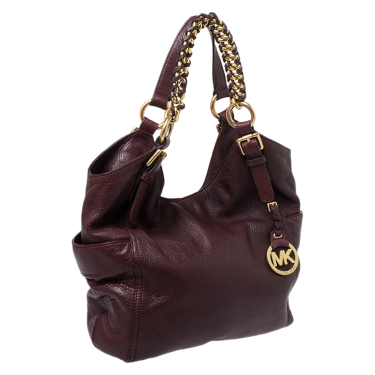 Pre Owned MICHAEL Michael Kors Maroon Leather Tristan Hobo   