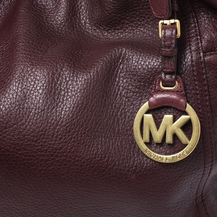 Pre Owned MICHAEL Michael Kors Maroon Leather Tristan Hobo   