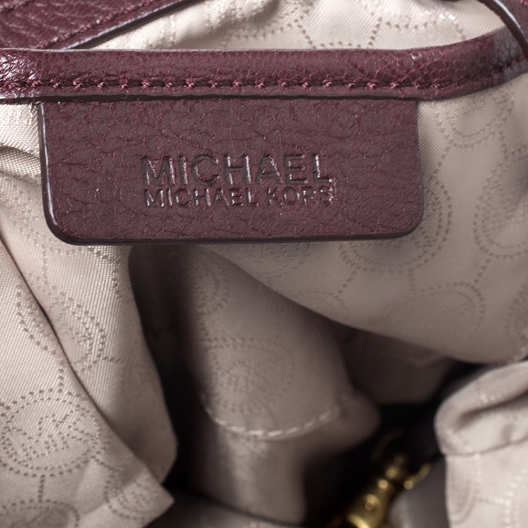 Pre Owned MICHAEL Michael Kors Maroon Leather Tristan Hobo   
