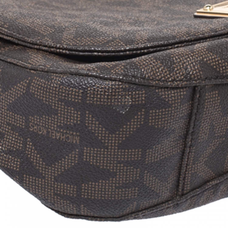 Pre Owned MICHAEL Michael Kors Brown Coated Canvas Hamilton Shoulder Bag