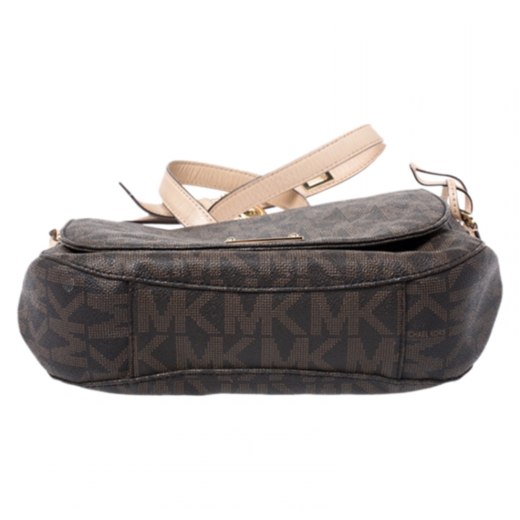 Pre Owned MICHAEL Michael Kors Brown Coated Canvas Hamilton Shoulder Bag