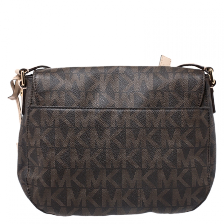 Pre Owned MICHAEL Michael Kors Brown Coated Canvas Hamilton Shoulder Bag