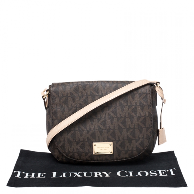 Pre Owned MICHAEL Michael Kors Brown Coated Canvas Hamilton Shoulder Bag
