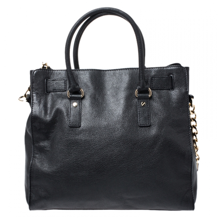 Pre Owned MICHAEL Michael Kors Black Leather Hamilton Tote