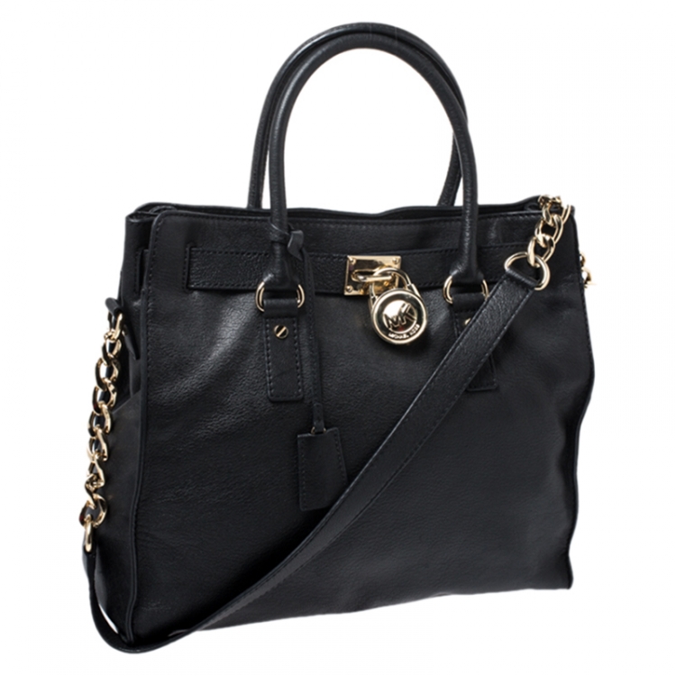 Pre Owned MICHAEL Michael Kors Black Leather Hamilton Tote