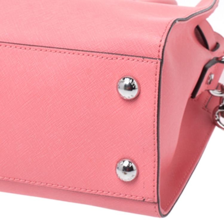 Pre Owned MICHAEL Michael Kors Pink Saffiano Leather Medium Hamilton Tote