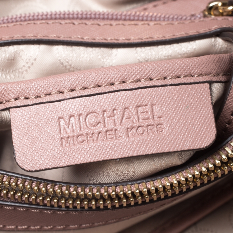 Pre Owned MICHAEL Michael Kors Rose Pink Leather Large Cynthia Tote