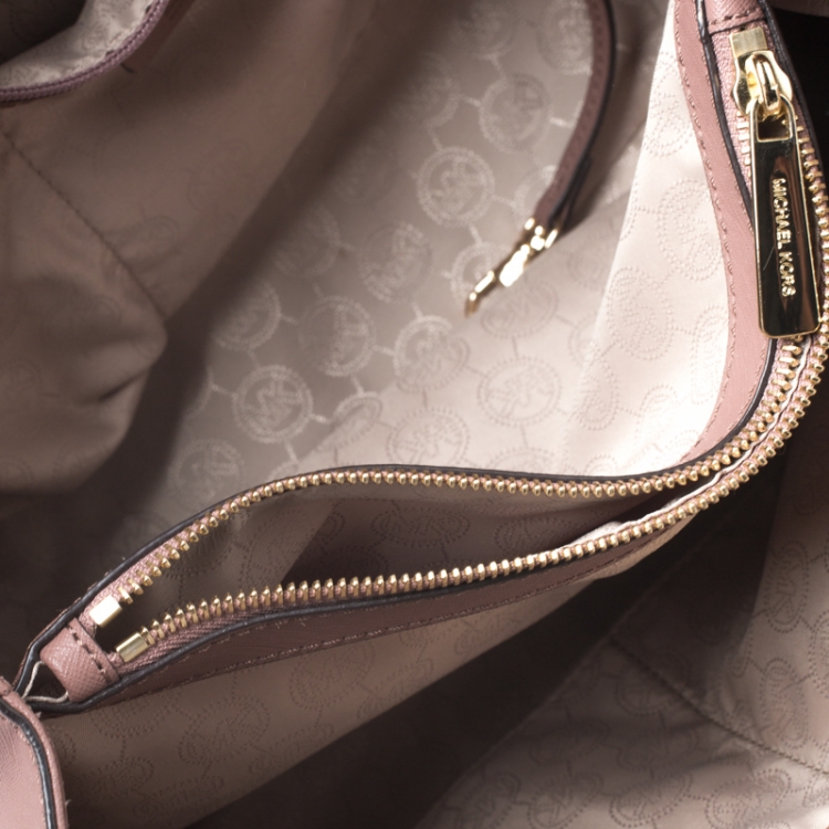 Pre Owned MICHAEL Michael Kors Rose Pink Leather Large Cynthia Tote