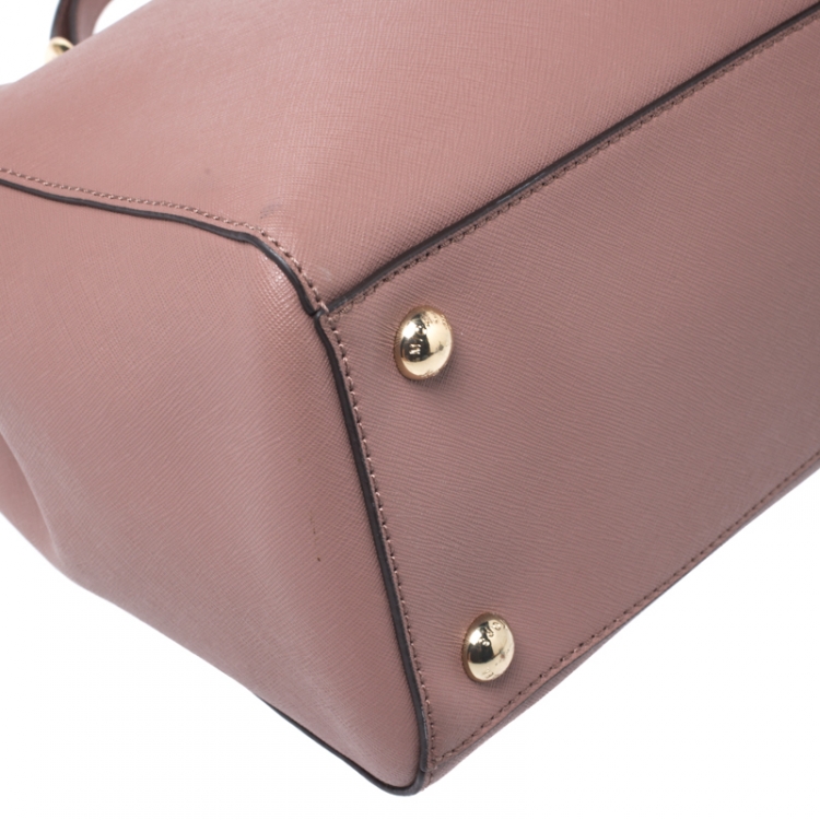 Pre Owned MICHAEL Michael Kors Rose Pink Leather Large Cynthia Tote
