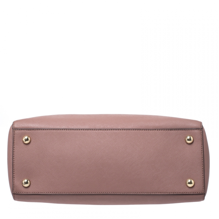 Pre Owned MICHAEL Michael Kors Rose Pink Leather Large Cynthia Tote