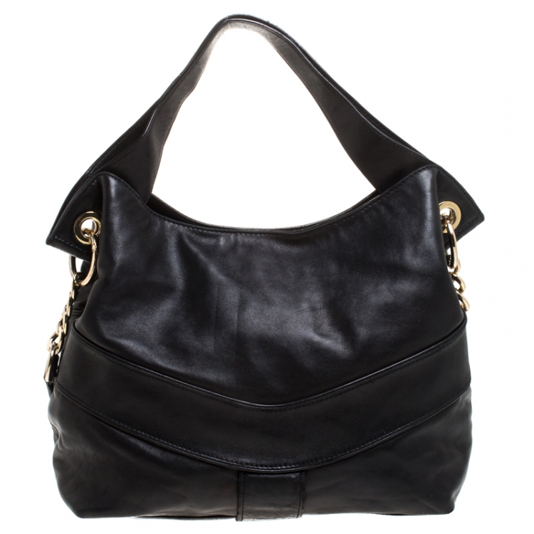 Pre Owned  MICHAEL Michael Kors Black Leather Jamesport Two Way Bag