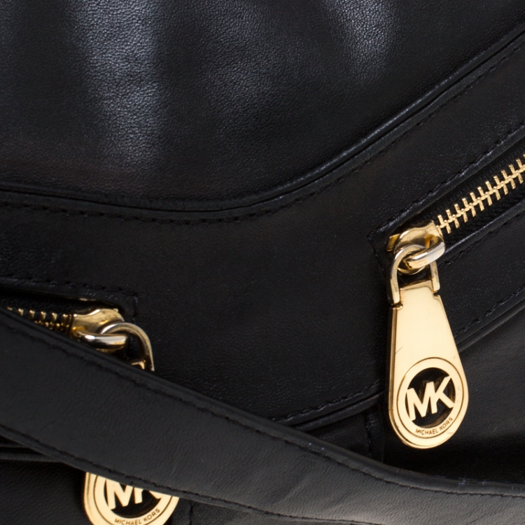 Pre Owned  MICHAEL Michael Kors Black Leather Jamesport Two Way Bag