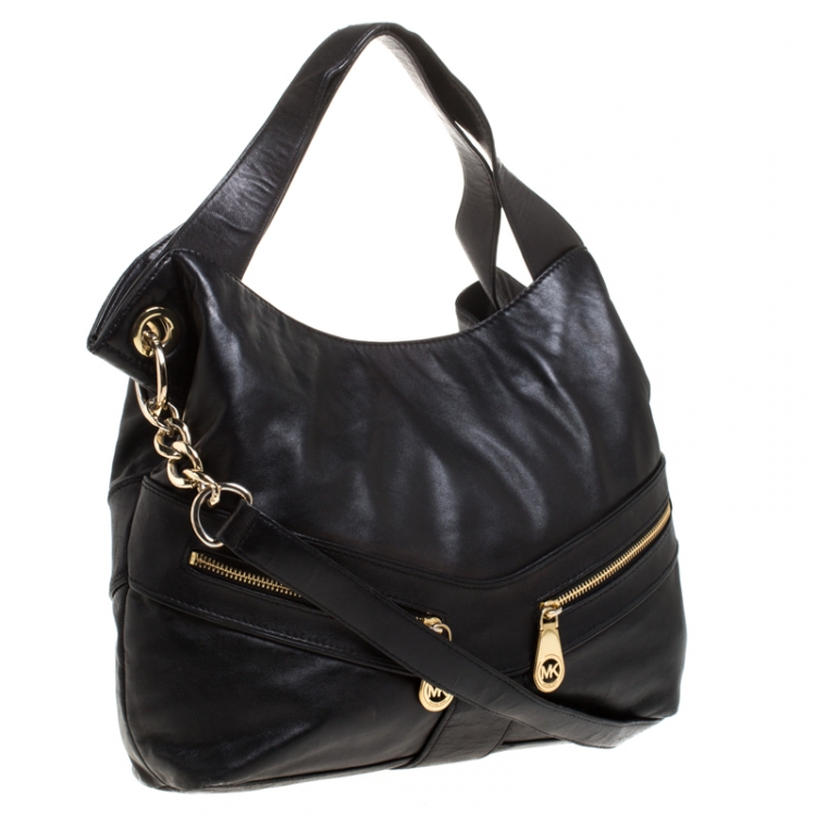 Pre Owned  MICHAEL Michael Kors Black Leather Jamesport Two Way Bag