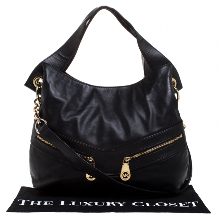 Pre Owned  MICHAEL Michael Kors Black Leather Jamesport Two Way Bag