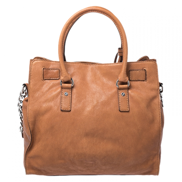Pre Owned MICHAEL Michael Kors Brown Saffiano Leather Large Hamilton North South Tote