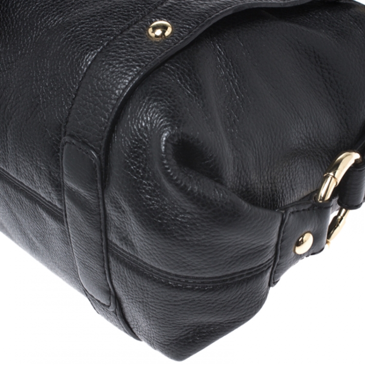Pre Owned MICHAEL Michael Kors Black Leather Front Pocket Satchel