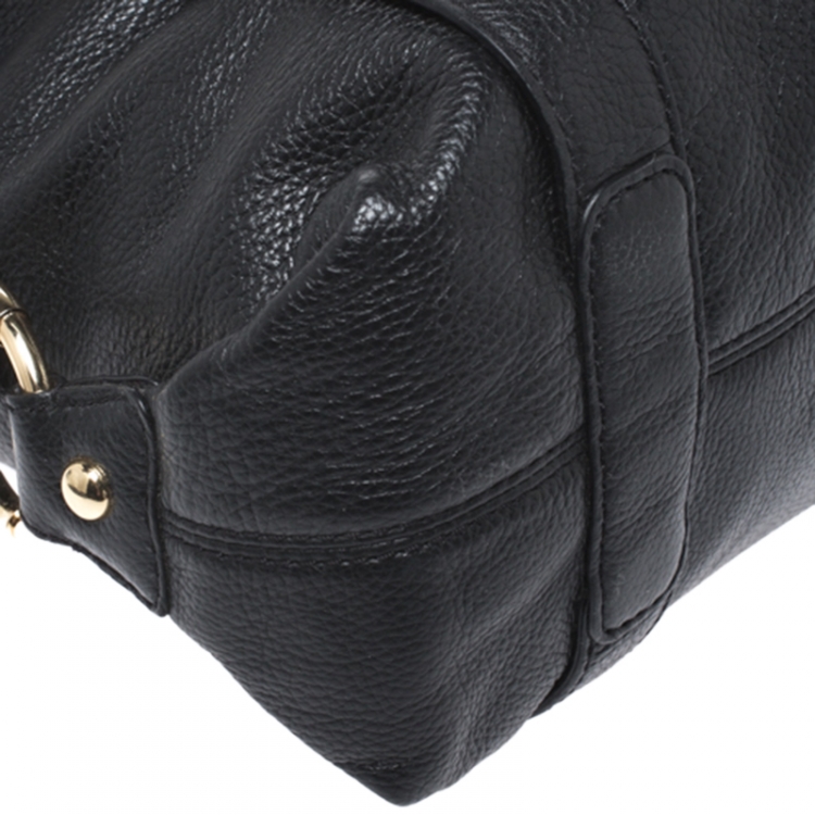 Pre Owned MICHAEL Michael Kors Black Leather Front Pocket Satchel