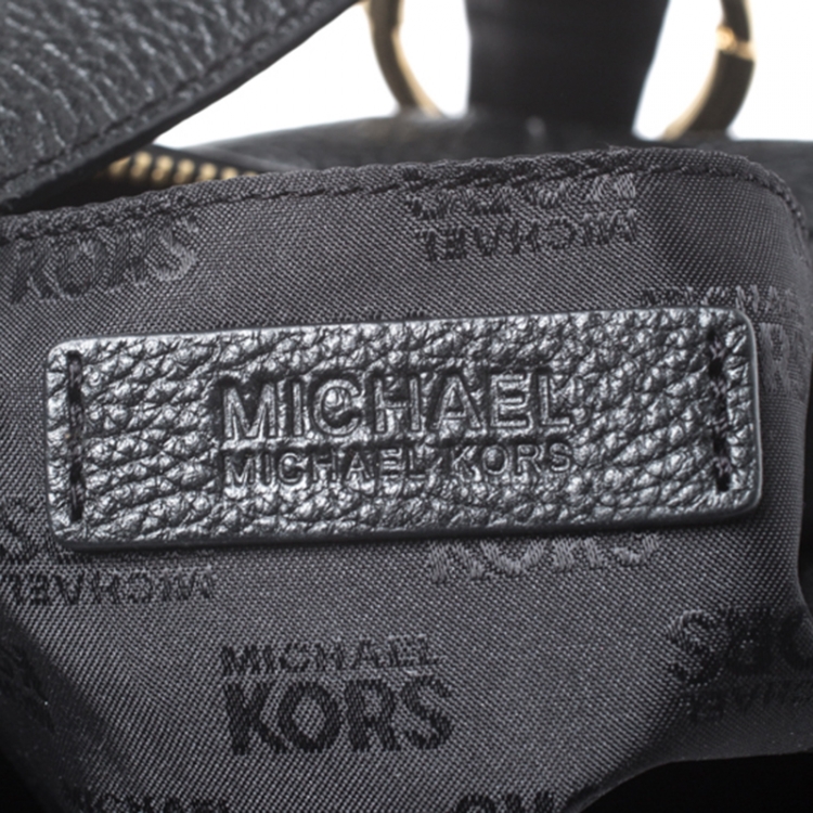 Pre Owned MICHAEL Michael Kors Black Leather Front Pocket Satchel