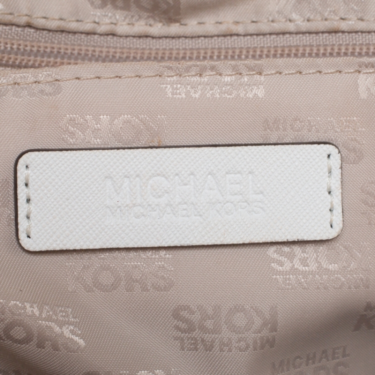 Pre Owned MICHAEL Michael Kors White Leather Cindy Dome Satchel