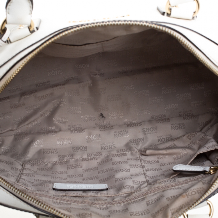 Pre Owned MICHAEL Michael Kors White Leather Cindy Dome Satchel