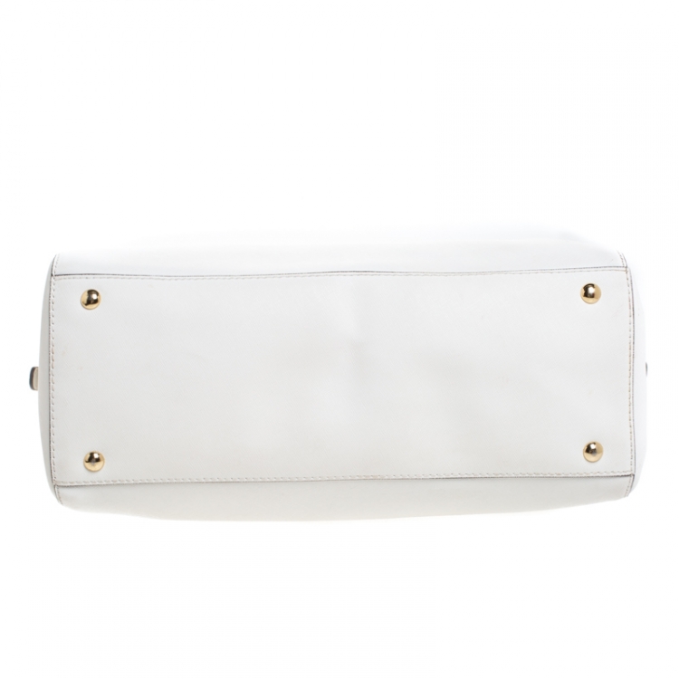 Pre Owned MICHAEL Michael Kors White Leather Cindy Dome Satchel