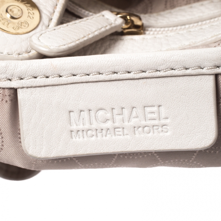 Pre Owned MICHAEL Michael Kors White Leather Drawstring Shoulder Bag