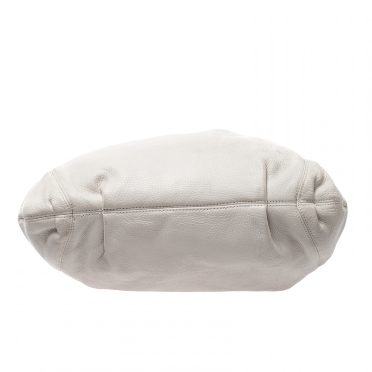 Pre Owned MICHAEL Michael Kors White Leather Drawstring Shoulder Bag