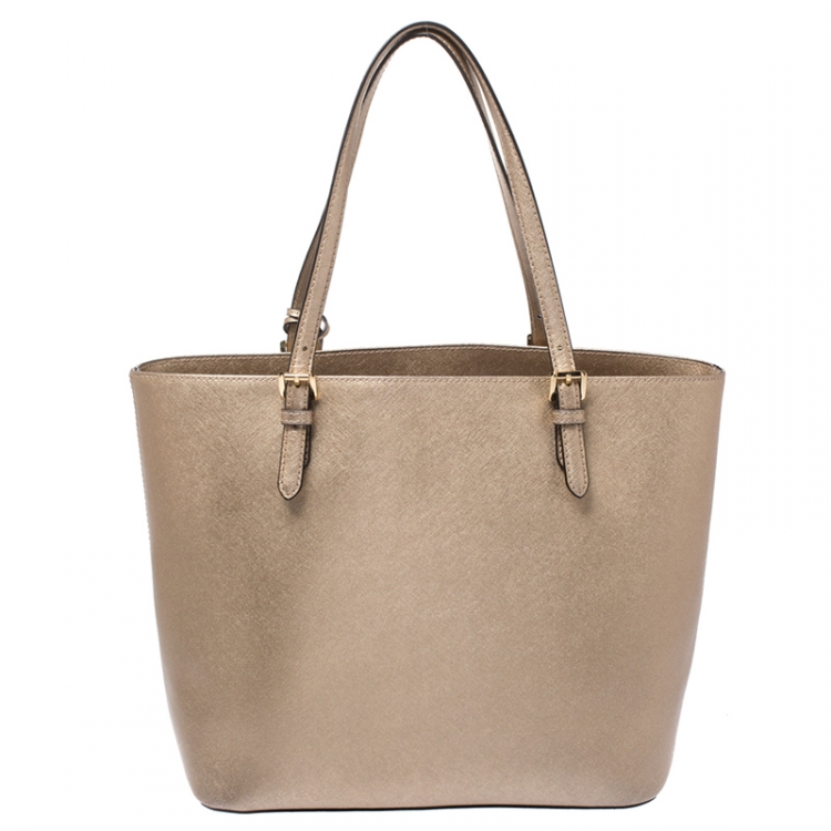 مملوكة مسبقًا Michael Kors Metallic Gold Leather Jet Set Pocket Tote