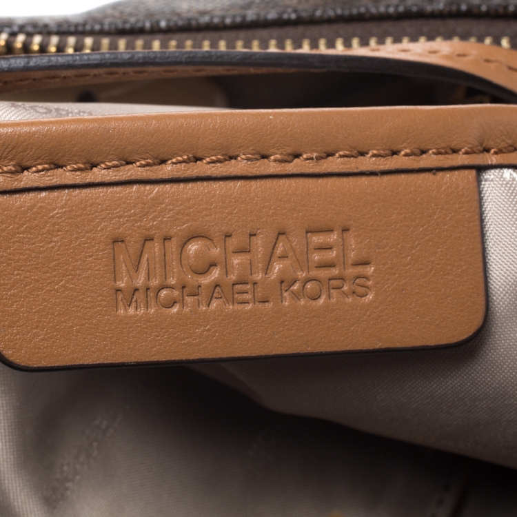 Pre Owned MICHAEL Michael Kors Brown Signature Coated Canvas Kirby Bag