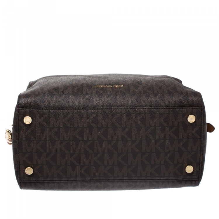 Pre Owned MICHAEL Michael Kors Brown Signature Coated Canvas Kirby Bag