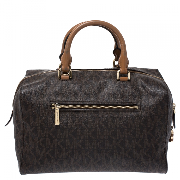 Pre Owned MICHAEL Michael Kors Brown Signature Coated Canvas Kirby Bag