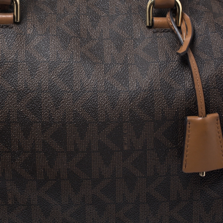 Pre Owned MICHAEL Michael Kors Brown Signature Coated Canvas Kirby Bag