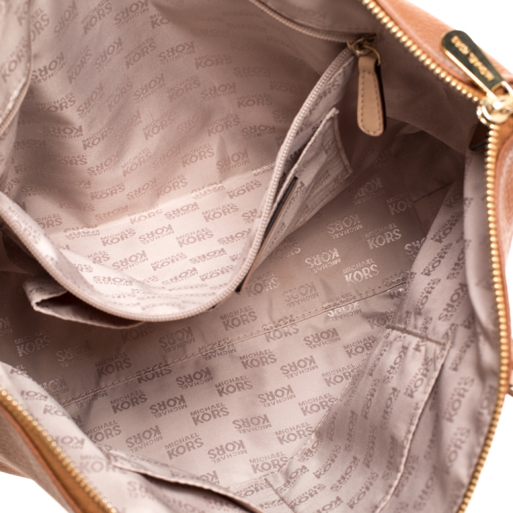 مملوكة مسبقًا Michael Michael Kors Brown Saffiano Leather Top Zip Jet Set Tote