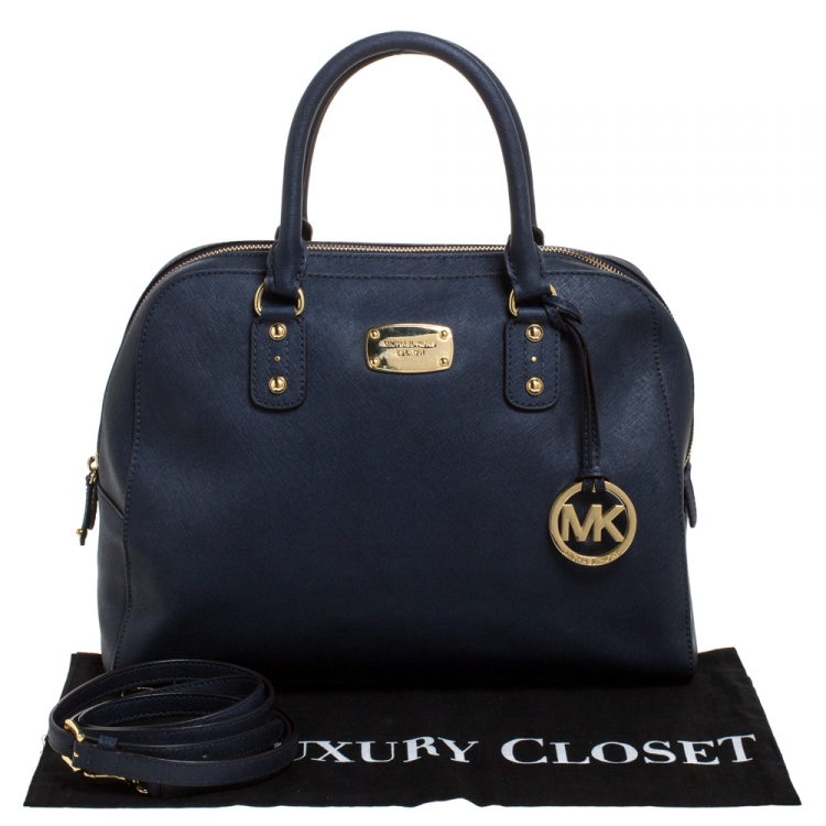 Pre Owned MICHAEL Michael Kors Blue Leather Cindy Satchel 