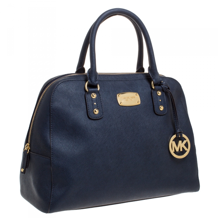 Pre Owned MICHAEL Michael Kors Blue Leather Cindy Satchel 