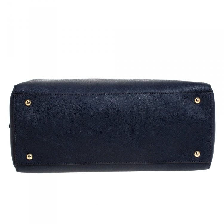 Pre Owned MICHAEL Michael Kors Blue Leather Cindy Satchel 