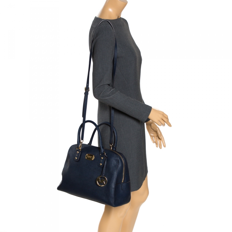 Pre Owned MICHAEL Michael Kors Blue Leather Cindy Satchel 