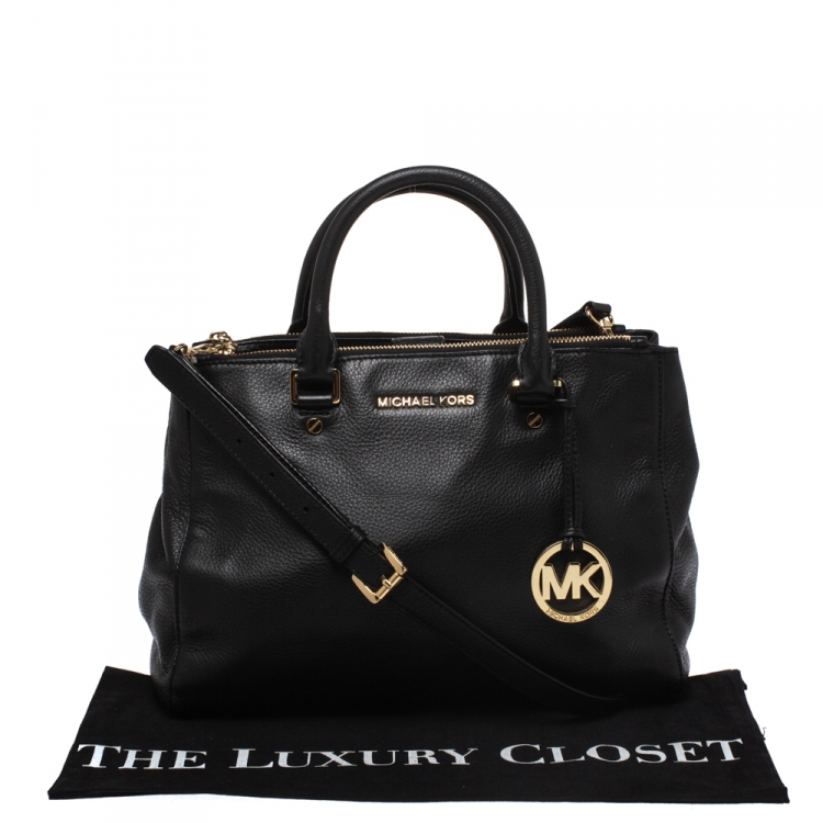 Pre Owned MICHAEL Michael Kors Black Leather Sutton Satchel